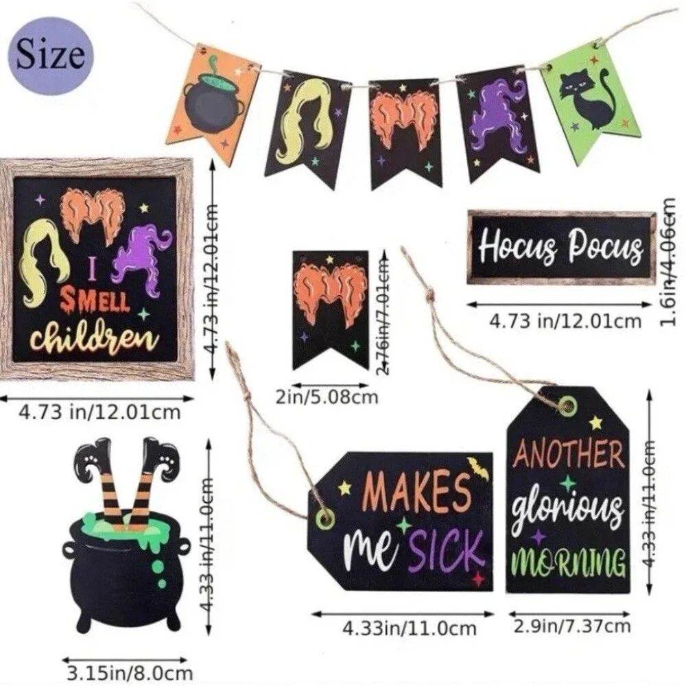 10pc Set Whimsical Halloween Hocus Pocus Tiered Tray Decor Set Witches Cauldron - Picture 2 of 7